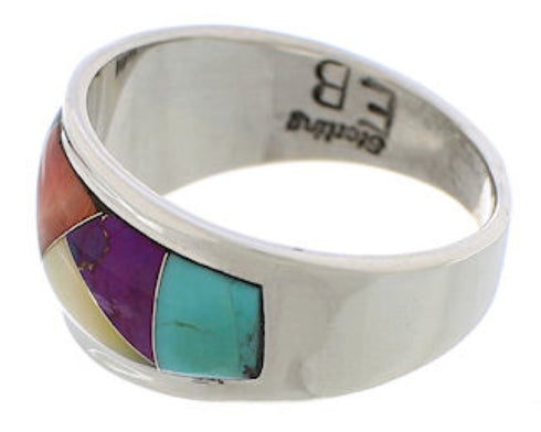 Multicolor Southwest Sterling Silver Ring Size 8-1/2 EX50954